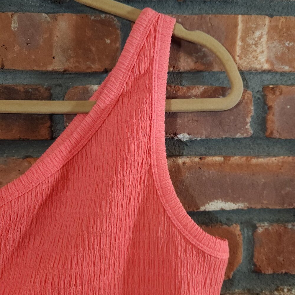 American Eagle Textured One-shoulder Crop Top in Coral Summer Women's L NWT - Picture 4 of 6